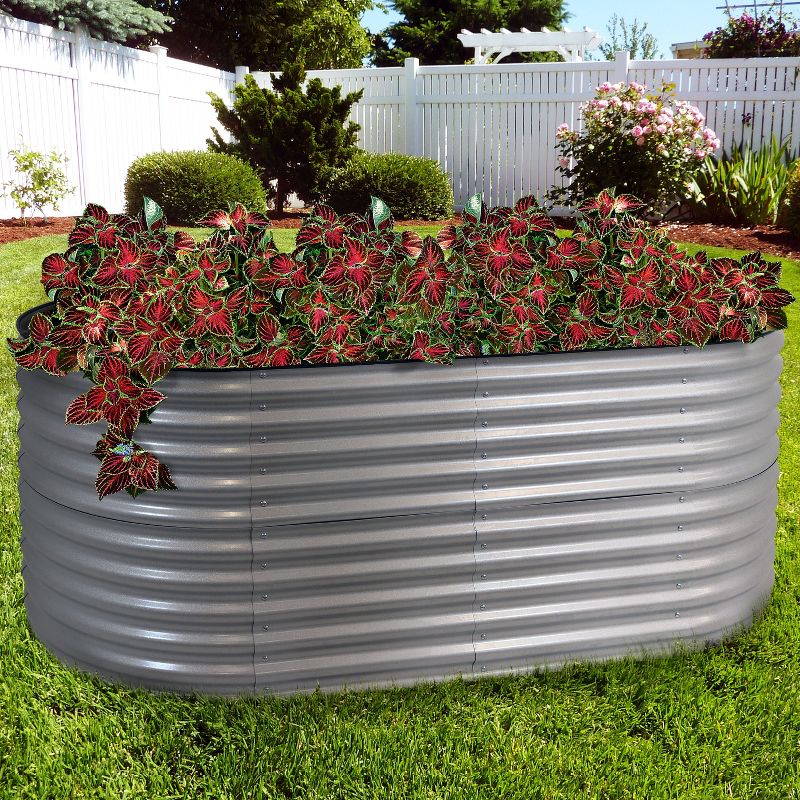 Sunnydaze Large Oval Steel Raised Garden Bed - Stand-Up Height - 79" W x 32" H, 2 of 12