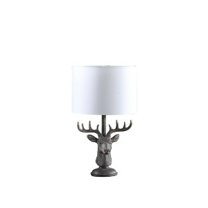 18" Stag Elk Deer Bust Rustic Polyresin Table Lamp Gray - Ore International - 1 of 4