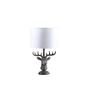 18" Stag Elk Deer Bust Rustic Polyresin Table Lamp Gray - Ore International