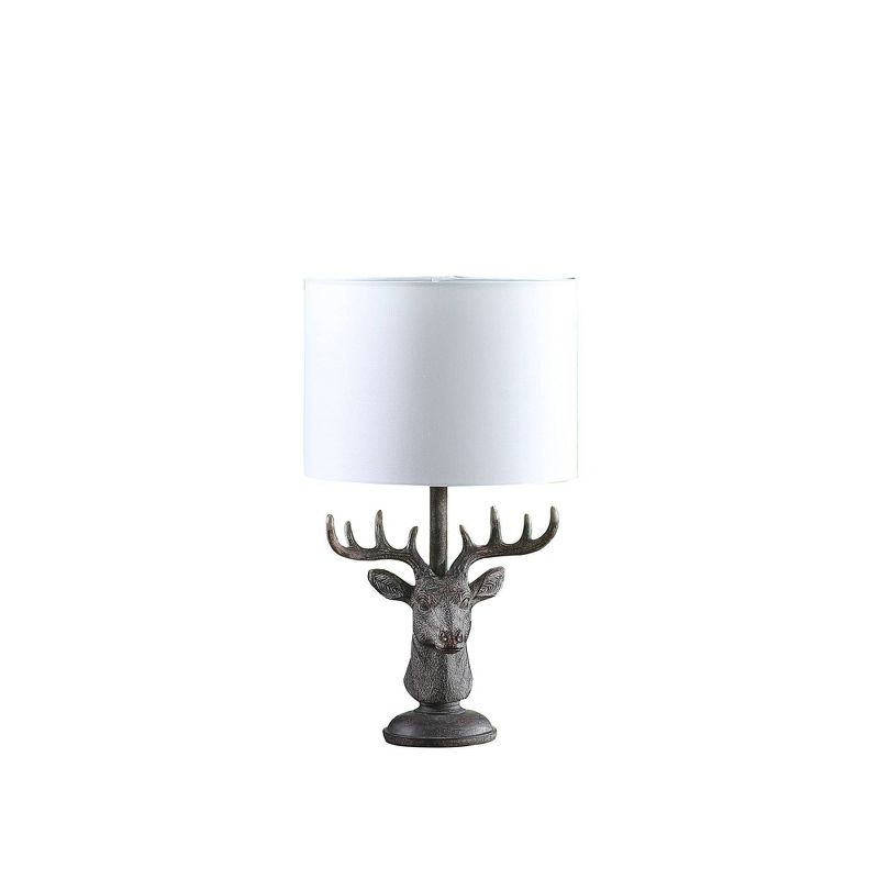 18&#34; Stag Elk Deer Bust Rustic Polyresin Table Lamp Gray - Ore International, 1 of 5