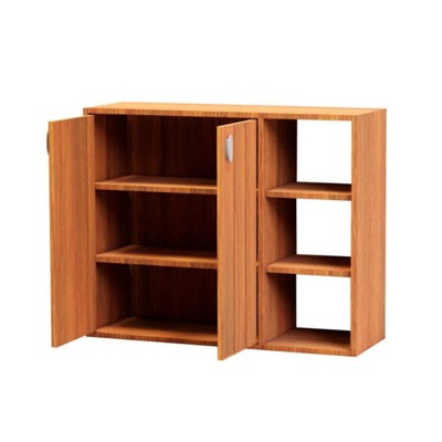 Costway 3-Tier Wooden Shoe Storage Organizer with Doors & 3-Level Adjustable Open Shelves Natural/White/Light walnut/Black/Yellow