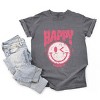 S.W.Smiley Pink Smiley Distressed - Women's Garment Dyed Graphic T-Shirt - 3 of 4