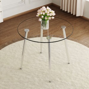 NicBex Round Dining Table,Modern Kitchen Table with Glass Tabletop and Metal Legs for Living Dining Room - 1 of 4