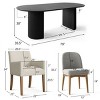9-Piece Oval Dining Table Set, 79'' Black Pedestal Table with 6 Armless & 2 Armrest Upholstered Chairs, Modern Dining Room Set-Maison Boucle - 3 of 4