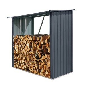 NicBex Outdoor Storage Shed with Roof,Firewood Rack for Backyard Garden Patio Porch,Black - 1 of 4