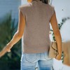 Women's Cap Sleeve Knit Pullover Sweater Crew Neck Tank Tops - 2 of 4
