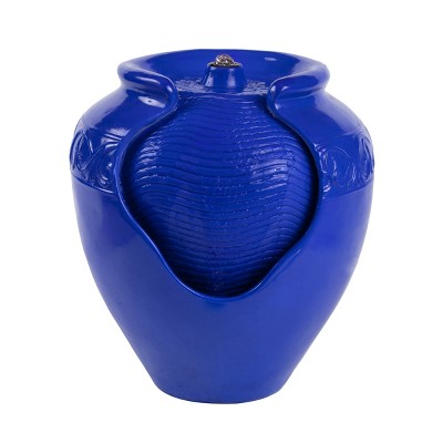 Nature Spring Electric Jar Water Fountain – 15" x 17", Cobalt Blue