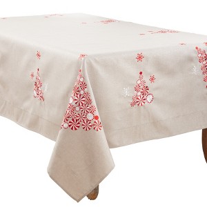 Saro Lifestyle Holiday Tablecloth With Peppermint Christmas Tree Design - 1 of 4