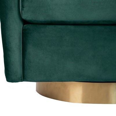 Emerald Velvet Swivel Barrel Chair with Gold Accents