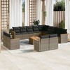 vidaXL Patio Sofa Set with Cushions Outdoor Conversation Furniture Poly Rattan - Gray With Table - 2 of 4