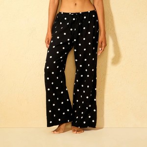 Women's Polka Dots Swim Cover Up Pants - Shade & Shore™ Black - 1 of 4
