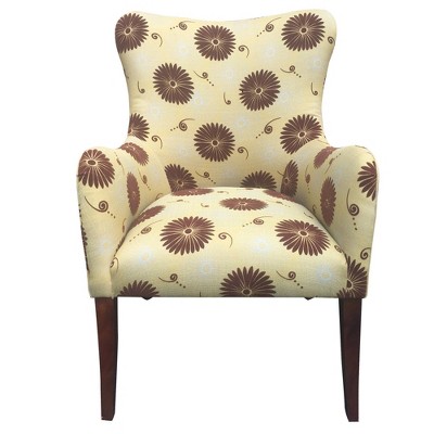 Patterned Fabric Arm Upholstered Accent Chair with Flared Legs Brown/Beige - The Urban Port