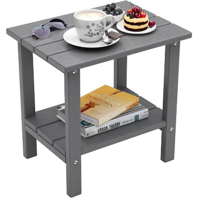 Acoinel 2-Tier Patio End Table for Outdoor,Gray