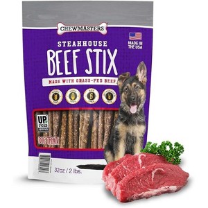 Chewmasters Grass-Fed Beef Stix Dog Treats – 32 oz Bag – Wheat, Corn & Soy Free – Made in USA - 1 of 4