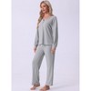 cheibear Women's Waffle Knit Lounge Longsleeve Pajama Set 2 Pcs - 2 of 4