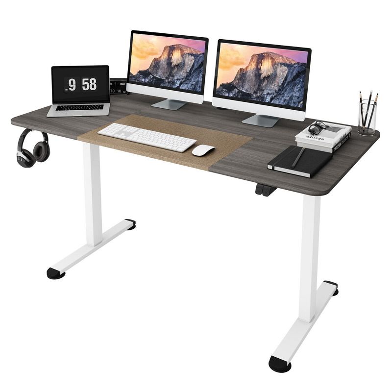 Tangkula 55" Electric Standing Desk Height Adjustable Home Office Table w/ Hook, 1 of 10