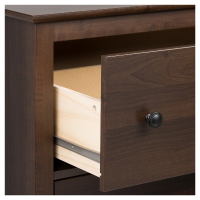 Espresso Tall 2-Drawer Nightstand with Open Cubby