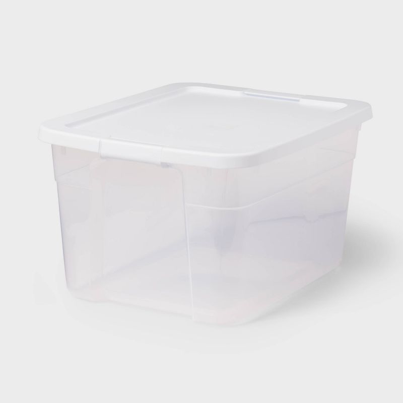 66qt Clear Latching Storage Box Off-White - Brightroom&#8482;, 1 of 7