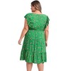 Women's Plus Size Floral V-Neck Ruffle Sleeve Elastic Waist A-Line Dress with Pockets - GRACE & GRANDEUR - 4 of 4