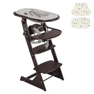 Convertible Wooden High Chair for Babies and Toddlers - Baby Feeding &Toddler Dining Chair with Removable Tray, Cushion and Harness - 1 of 4