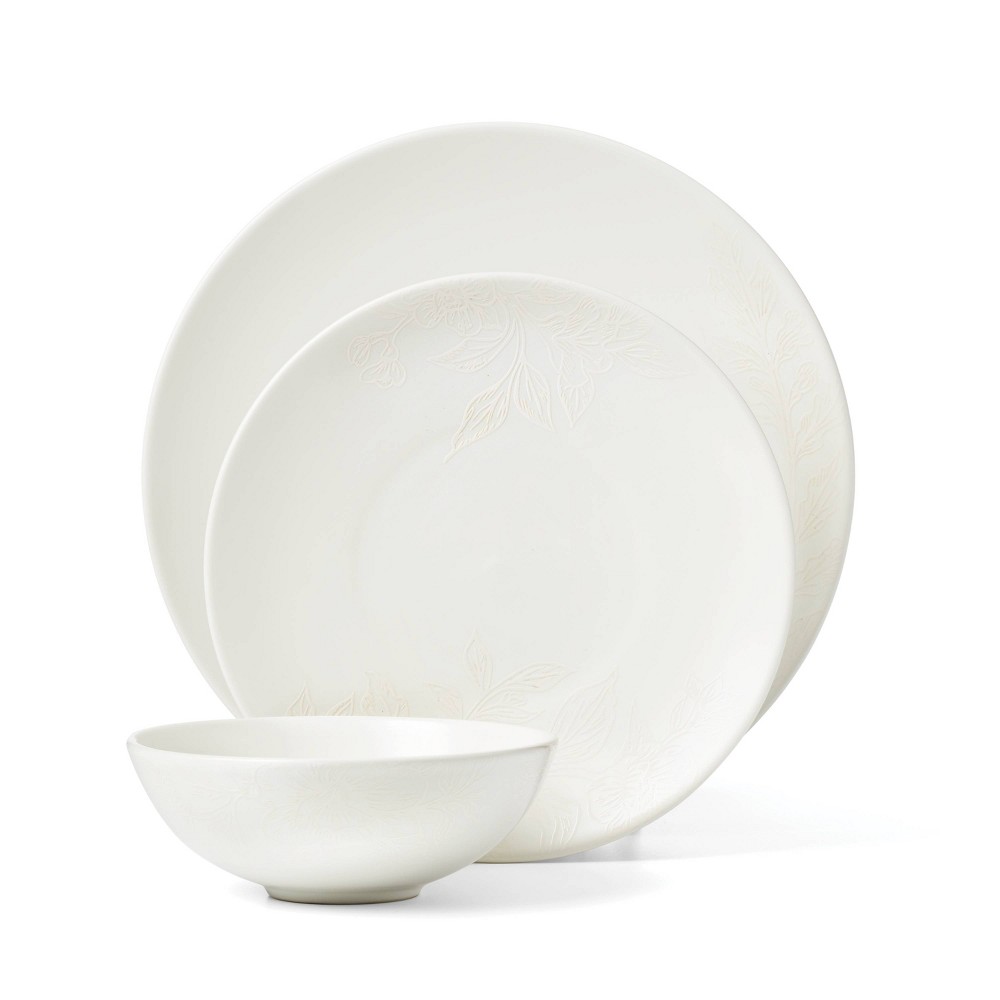 Photos - Glass Oneida 12pc Dinnerware Set Roseto White 