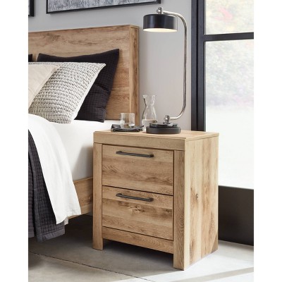Hyanna Contemporary Beige 2-Drawer Nightstand with USB Charging