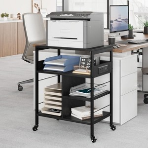 Large Printer Stand w/ Power Outlets & USB Ports, Mobile Rolling Cart w/ 4 Shelves, Storage for Home Office - 1 of 4