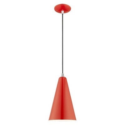 Livex Lighting Metal Shade 1 - Light Pendant in  Shiny Red