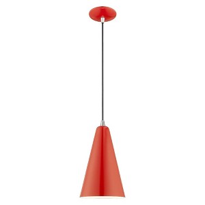Livex Lighting Metal Shade 1 - Light Pendant in  Shiny Red - 1 of 2