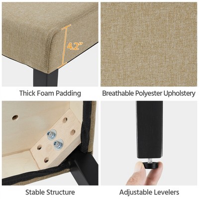 Khaki Upholstered Parsons Side Chair with Wood Legs, Set of 4