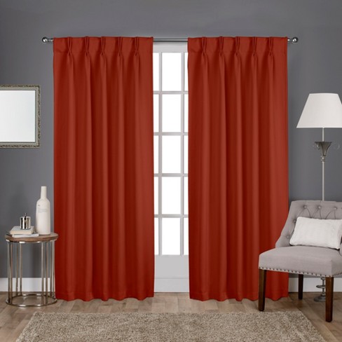 Sateen Pinch Pleat Woven Blackout Back Tab Window Curtain Panel