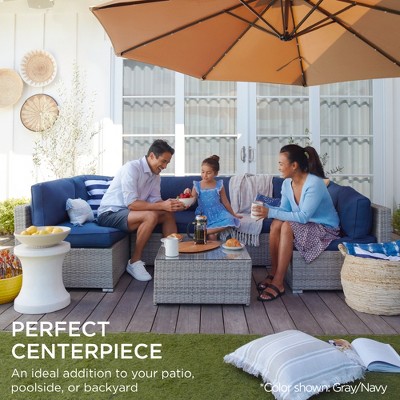 Black Steel Frame 6-Person Outdoor Wicker Sectional Set
