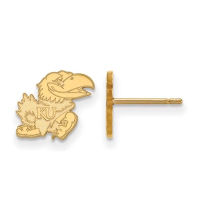 Black Bow Jewelry 14k Yellow Gold Kansas Jayhawks NCAA Post Earrings