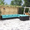 vidaXL Patio Lounge Set with Cushions - Modular Poly Rattan Outdoor Furniture Set with Durable Steel Frame and Removable Fabric Cushions, Black & Blue - 2 of 4
