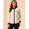 INSPIRE CHIC Women's Contrast Collar Chiffon Long Sleeve Work Office Blouse - 3 of 4