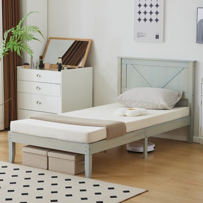 KTMBDW Queen/Full/Twin Size Wood Platform Bed Frame with Headboard, No Box Spring Needed, Mattress Foundation, Noise-Free, Easy Assembly