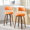 Bekrvio 26" Faux Leather Swivel Bar Stools Set of 1/2/3/4,Mid Century Modern Counter Chairs with Wood Legs and Curved Back for Kitchen Island - 2 of 4