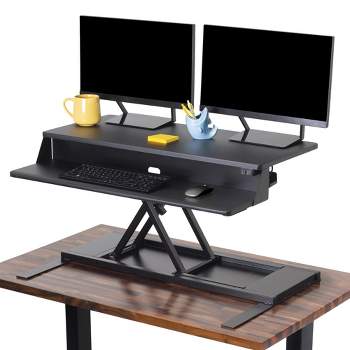 FlexPro Premier Electric Standing Desk Converter – 36" Sit to Stand Workstation – Black – Stand Steady