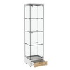 Okak Modern Display Case, Quick-assembly Bookshelf with 4 Shelves and Drawer, Cube Storage Organizer for Living Room and Bedroom, White&Oak - 4 of 4