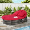 Outdoor Patio Round Recliner,Rattan Patio Recliner With Adjustable Backrests And Cushions,Recliner For Backyard Poolside-Cuddlewood - 2 of 4