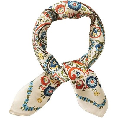 Fisfet Mulberry Silk Scarfs Women Small Square Scarf 21" x 21" Breathable Lightweight Neckerchief Headscarf