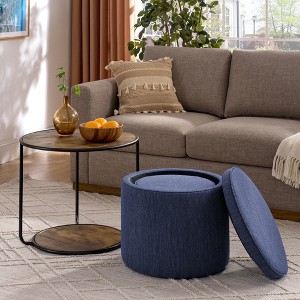 Racxily Multi-Use Ottoman Set: 2-in-1 Ottoman + Table, Drum Stool, Storage, Linen Material – Simple Elegant, Ideal for Living Room/Bedroom - 1 of 4