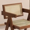 Resenkos Modern Mid Century Dining Chair, Rattan Accent Chairs, Comfy Armchairs, Outdoor Wood Chairs with Armrest, Brown - 4 of 4