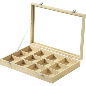 Black Velvet Jewelry Display Tray with Lid, Organizer Storage Case for Necklaces, Bracelets, Rings, and Beads - 1 of 4