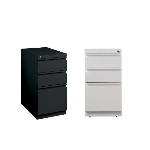 Steel Set Of 2 Value Pack 3 Drawer Filing Cabinets In Black And