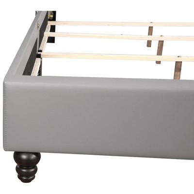 Julie Light Grey Velvet Tufted Upholstered King Bed with Nailhead Trim
