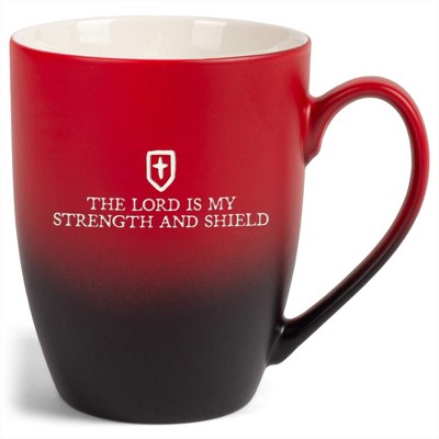 Elanze Designs The Lord Is My Strength And Shield Two Toned Ombre Matte Red and Black 12 ounce Ceramic Stoneware Coffee Cup Mug