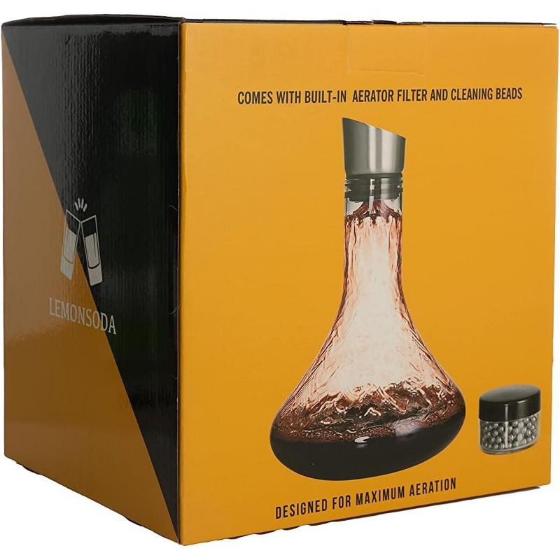 LEMONSODA Glass Wine Decanter Complete With Aerator, Filter, and Cleaning Kit -- 50oz, 4 of 6