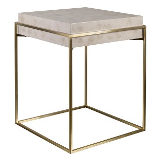 Uttermost Inda Accent Table with Ivory Burl Top & Brass Frame - 1 of 4
