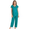 Collections Etc Rose Trim Short Sleeve Pajama Set - 4 of 4